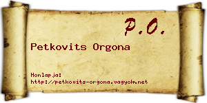 Petkovits Orgona névjegykártya